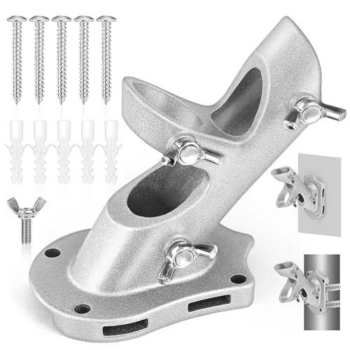 Flag Pole Holder, Anovo Flag Pole Brackets Mount Outside House Heavy-Duty Aluminum Metal Rust Proof Bracket 1