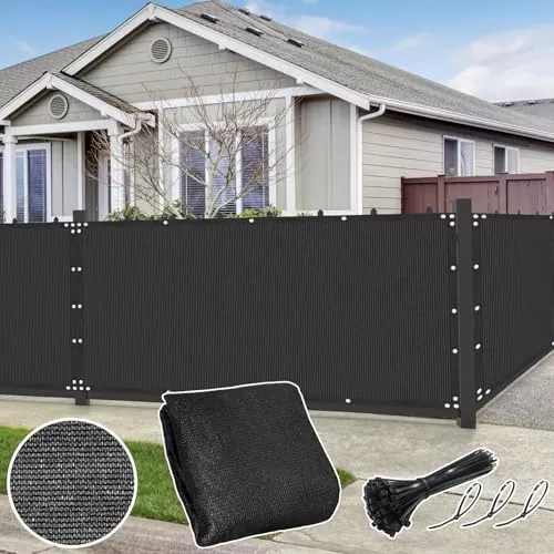 Dellna Fence Covering Outdoor Privacy Screen 4ft for Fence – Fence Privacy Screen for Balcony, Yard, Patio, Garden, Zip Ties Included Black