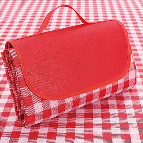 LRUUIDDE Extra Large Picnic Blanket Beach Blankets, Outdoor Foldable Waterproof Sand Mat for Beach Camping Hiking Travel Family Concerts Grass Park Music Festival Lawn Mats (Red, 80x60inch)